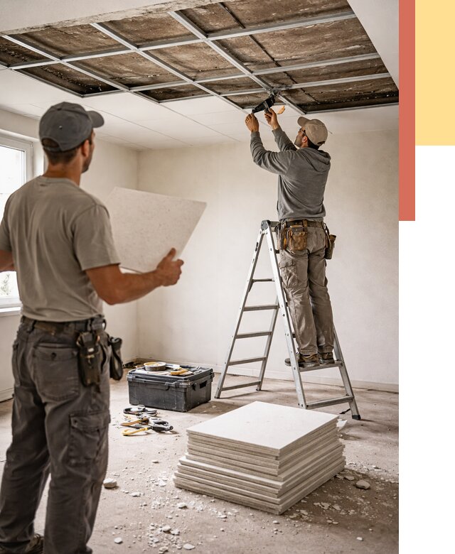 Замена плит подвесного потолка в Куйбышеве от 1815 руб. быстро и недорого | ОТДЕЛОЧНИК-Кбш