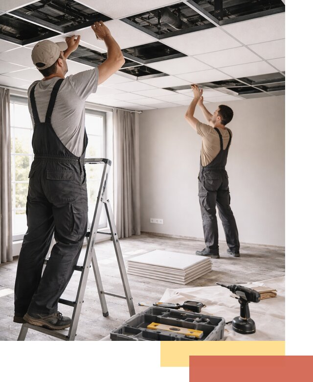 Замена плит подвесного потолка в Куйбышеве быстро и качественно