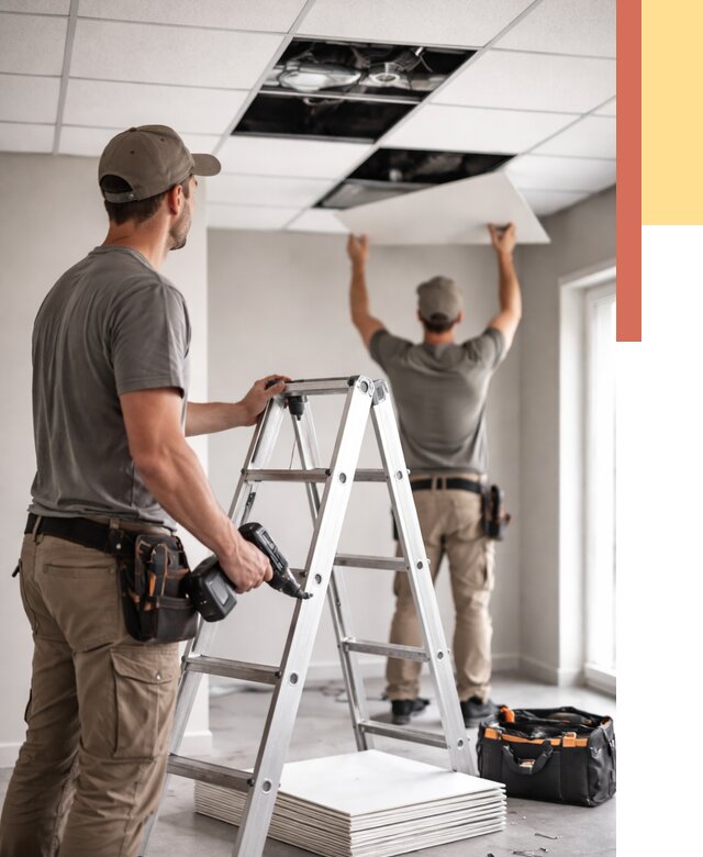 Обслуживание подвесного потолка в Куйбышеве от 3629 руб. — быстро и недорого | ОТДЕЛОЧНИК-Кбш