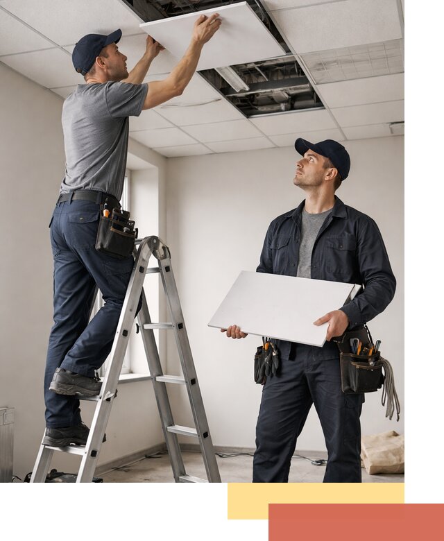 Обслуживание подвесного потолка в Куйбышеве — ремонт и чистка