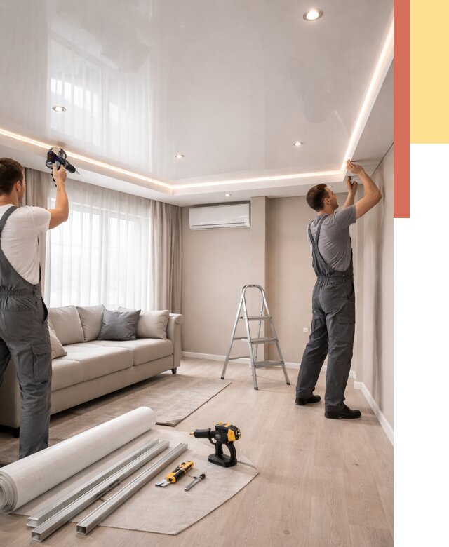 Монтаж глянцевого натяжного потолка в Куйбышеве от 778 руб. под ключ | ОТДЕЛОЧНИК-Кбш