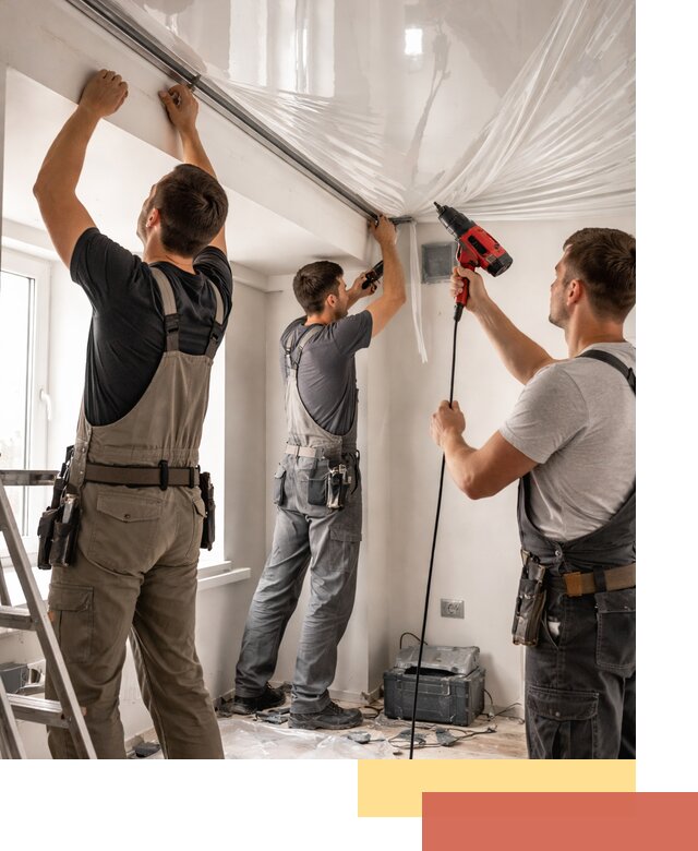 Монтаж глянцевого натяжного потолка в Куйбышеве быстро и качественно