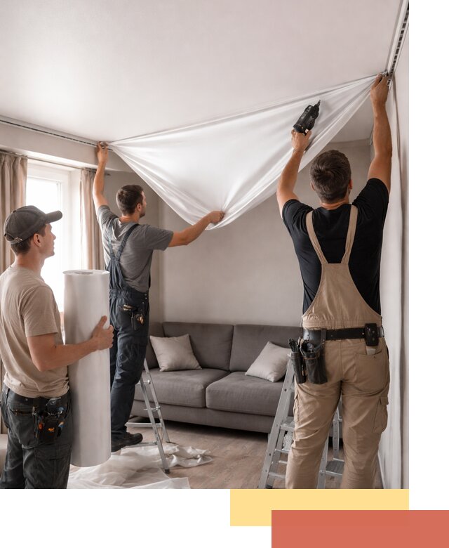 Монтаж сатинового натяжного потолка в Куйбышеве качественно и быстро