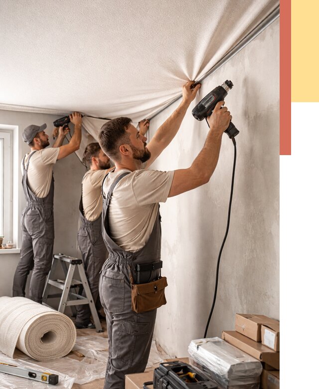 Монтаж фактурного натяжного потолка в Куйбышеве от 778 руб. — ОТДЕЛОЧНИК-Кбш