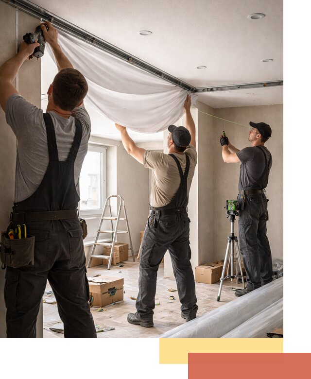 Монтаж парящего натяжного потолка под ключ в Куйбышеве