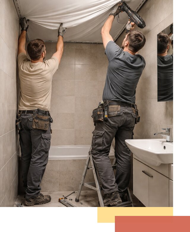 Монтаж натяжного потолка в ванной в Куйбышеве быстро и качественно