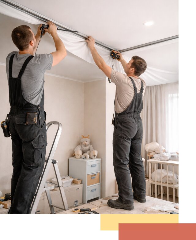 Монтаж натяжного потолка в детской комнате в Куйбышеве