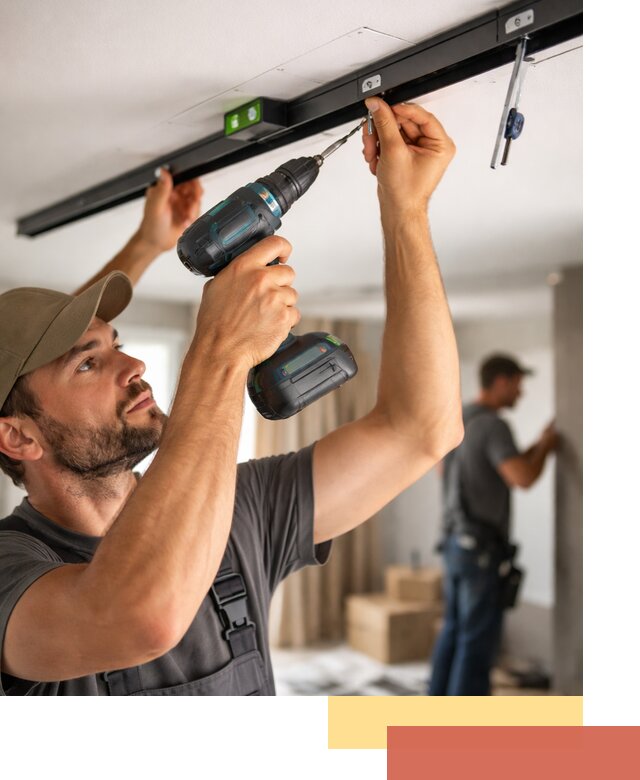 Установка трековых светильников в натяжной потолок в Куйбышеве