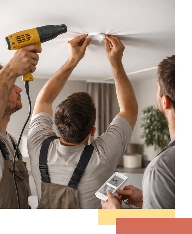 Ремонт прокола полотна натяжного потолка в Куйбышеве