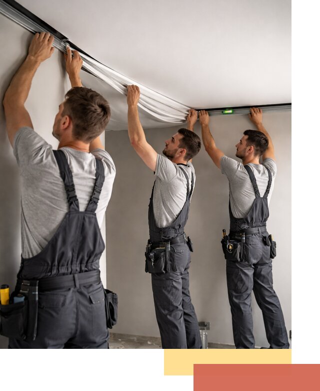 Теневые натяжные потолки в Куйбышеве: монтаж и отделка быстро и качественно