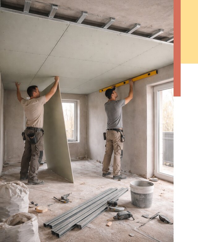 Одноуровневый потолок из гипсокартона в Куйбышеве от 778 руб. — монтаж под ключ | ОТДЕЛОЧНИК-Кбш