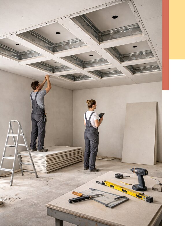 Кессонный потолок из гипсокартона в Куйбышеве от 1918 руб. — монтаж и под ключ | ОТДЕЛОЧНИК-Кбш