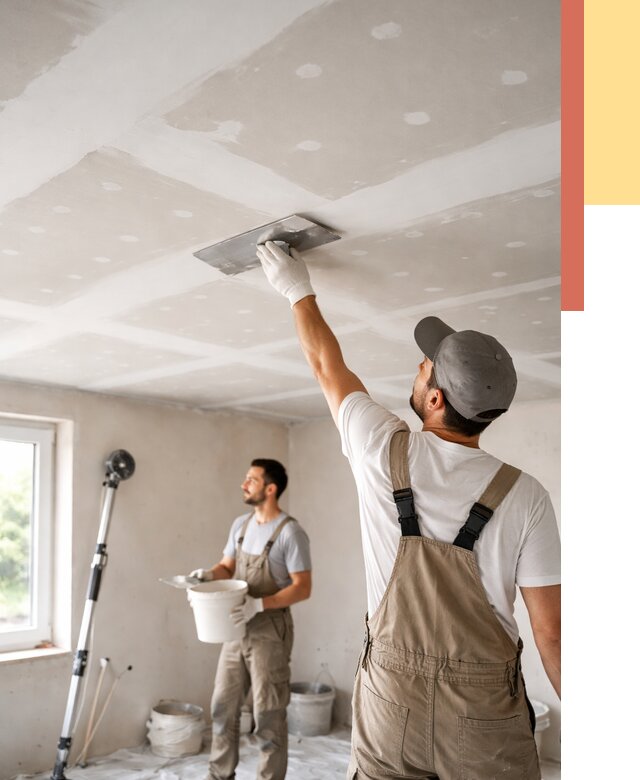 Шпаклевка потолка из гипсокартона в Куйбышеве от 3318 руб./м2 — услуги под ключ | ОТДЕЛОЧНИК-Кбш
