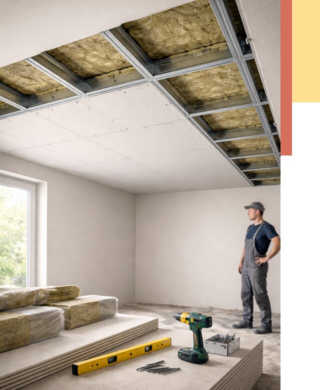 Звукоизоляция потолка ГКЛ в Куйбышеве от 985 руб. — монтаж под ключ | ОТДЕЛОЧНИК-Кбш