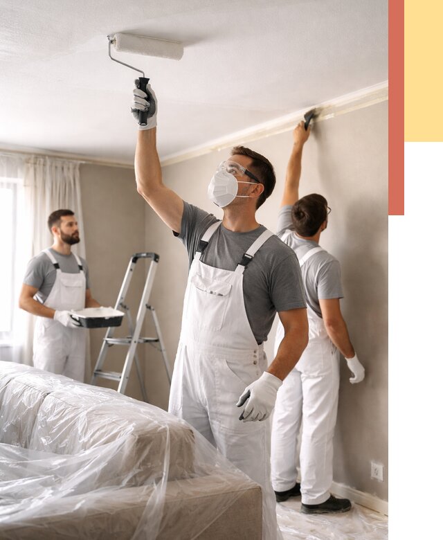 Покраска потолка водоэмельсионной краской в Куйбышеве от 2281 руб/м² — услуги под ключ | ОТДЕЛОЧНИК-Кбш